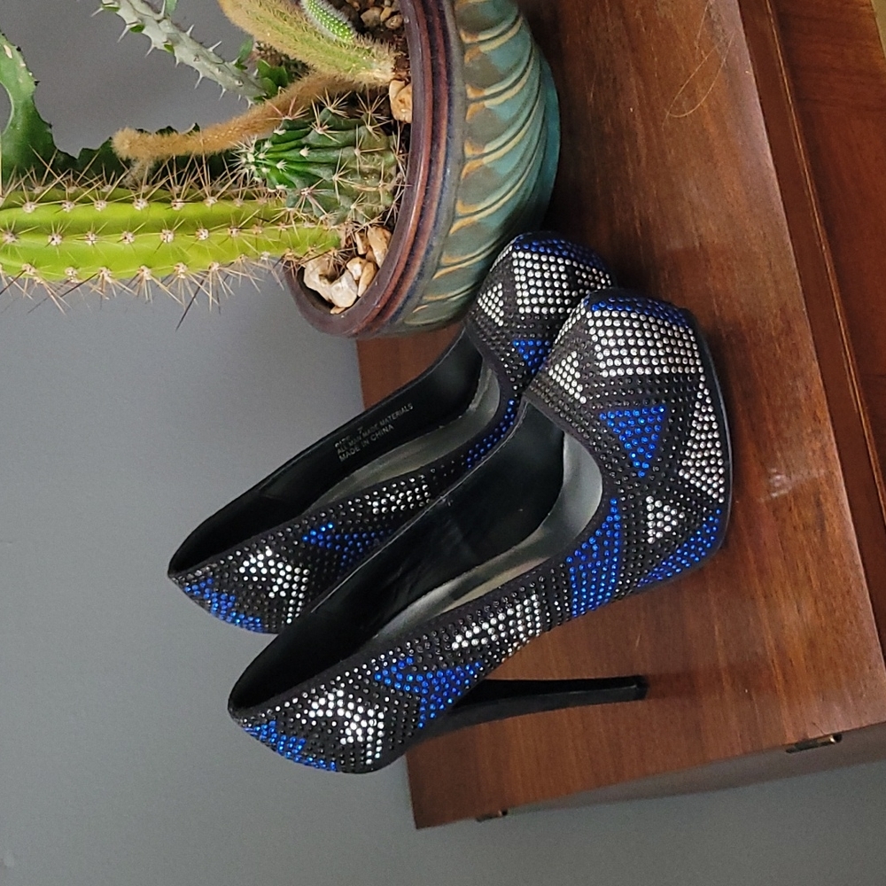 Stiletto bejeweled pumps